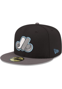 New Era Montreal Expos Mens Black Color Pop 59FIFTY Fitted Hat