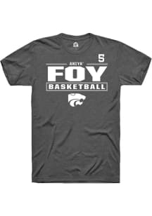 Aniya’ Foy K-State Wildcats Dark Grey NIL Stacked Box Short Sleeve Player T Shirt