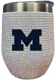 Michigan Wolverines 12oz White Bling Stainless Steel Stemless - White
