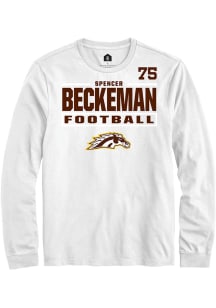 Spencer Beckeman Western Michigan Broncos White Football NIL Stacked Box Long Sleeve Player T Shir..