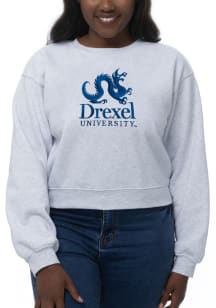 Drexel Dragons Womens Grey Cropped Sport Fleece Crew Sweatshirt