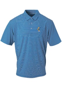 Pitt Panthers Mens Blue Golf Roc Victory Lights Fancy Ecotec Stripe Short Sleeve Polo