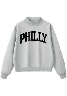 Summit Sportswear Philadelphia Womens Grey Philadelphia Mock Neck Crew Sweatshirt