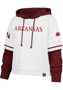 47 Arkansas Razorbacks Womens White Shortstop Hooded Sweatshirt