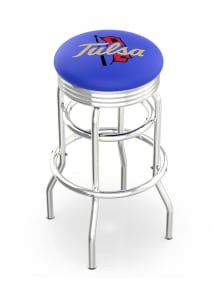 Tulsa Golden Hurricane Double-Ring Swivel Chrome Pub Stool - Black