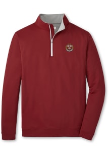 Peter Millar Harvard Crimson Mens Maroon Perth Long Sleeve Qtr Zip Pullover