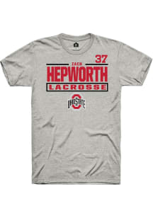 Zach Hepworth Ohio State Buckeyes Ash NIL Stacked Box Short Sleeve Player T Shirt