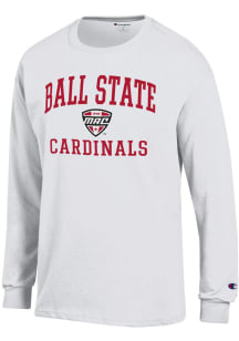 Champion Ball State Cardinals White MAC Arch Jersey Long Sleeve T Shirt