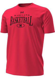 Under Armour Maryland Terrapins Red Basketball Performance Cotton Short Sleeve T Shirt