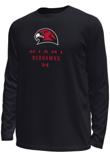 Under Armour Miami RedHawks Black Stacked Logo Tech Stretch Long Sleeve T-Shirt