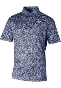 Columbia UConn Huskies Mens Navy Blue Heat Seal Westside Country Short Sleeve Polo