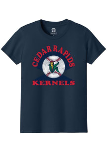 Summit Sportswear Cedar Rapids Kernels Youth Navy Blue Soft Arch Short Sleeve T-Shirt
