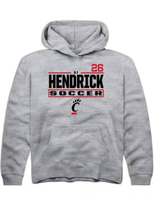 AJ Hendrick Rally Cincinnati Bearcats Youth NIL Stacked Box Long Sleeve Player Hoodie Grey
