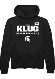 Joshua Klug  Rally Michigan State Spartans Mens Black NIL Stacked Box Long Sleeve Hoodie