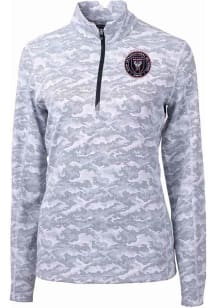 Cutter and Buck Inter Miami CF Womens Charcoal Traverse Camo Qtr Zip