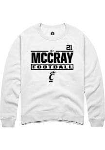 CJ McCray Cincinnati Bearcats Mens White Football NIL Stacked Box Player Crew
