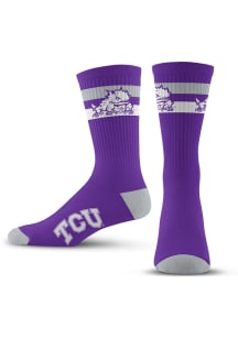 TCU Horned Frogs TMC 2 Stripe Mens Crew Socks