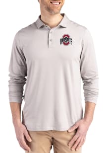 Cutter and Buck Ohio State Buckeyes Mens Grey Coastline Long Sleeve Polo Shirt