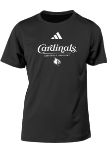Adidas Louisville Cardinals Youth Black Heat Seal Classic Short Sleeve T-Shirt