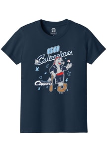 LouSeal  Summit Sportswear Columbus Clippers Youth Navy Blue Silly Stars Short Sleeve T-Shirt