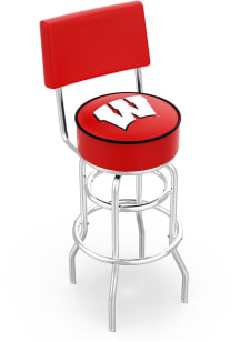Wisconsin Badgers Double-Ring Swivel with Back Pub Stool - Black
