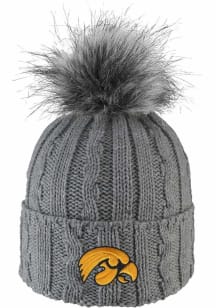 LogoFit Iowa Hawkeyes Dark Grey Alps W Pom Knit Womens Knit Hat