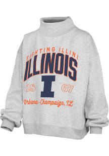 Pressbox Illinois Fighting Illini Womens Ash Lingo Mock Neck Crew Sweatshirt