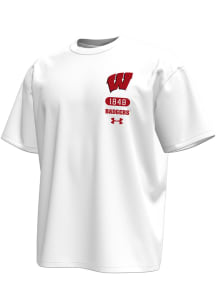 Under Armour Wisconsin Badgers White Gameday Icon Short Sleeve Fashion T Shirt