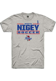 Madalyn Nigey Tulsa Golden Hurricane Ash NIL Stacked Box Short Sleeve Player T Shirt