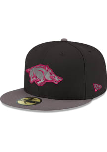 New Era Arkansas Razorbacks Mens Black Black Graphite Color Pop GCP 59FIFTY Fitted Hat