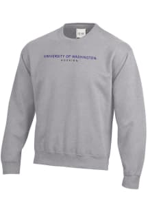 Gear For Sports Washington Huskies Mens Grey Big Cotton Long Sleeve Crew Sweatshirt