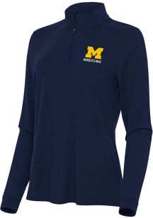 Antigua Michigan Wolverines Womens Navy Blue Wrestling Intent Qtr Zip