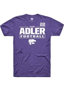 Jason Adler K-State Wildcats Purple Football NIL Stacked Box Short Sleeve Player T Shirt