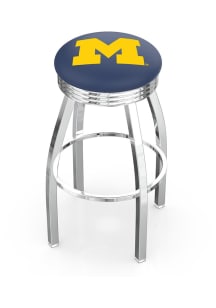 Michigan Wolverines 3 Ring Chrome Seat Pub Stool - Silver