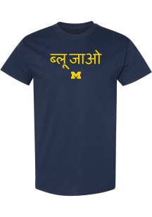 Michigan Wolverines Navy Blue Hindi Go Blue Short Sleeve T Shirt