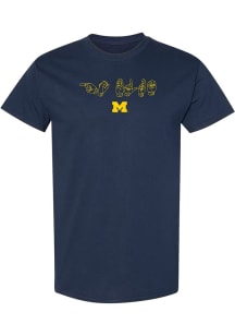 Michigan Wolverines Navy Blue ASL Go Blue Short Sleeve T Shirt