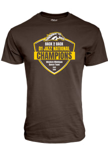 Blue 84 Western Michigan Broncos Brown 2026 Back-To-Back D1 Jazz National Champions Short Sleeve T..
