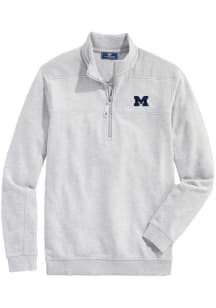 Vineyard Vines Michigan Wolverines Mens Grey Shep Shirt Long Sleeve Qtr Zip Pullover