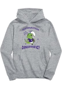 Vive La Fete Northwestern Wildcats Toddler Grey Dino-Riffic Long Sleeve Hooded Sweatshirt
