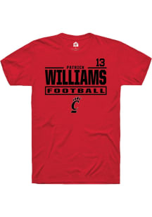 Patrick Williams Cincinnati Bearcats Red Football NIL Stacked Box Short Sleeve Player T Shirt