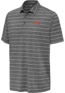 Antigua Minnesota Golden Gophers Mens Charcoal Primary Logo Short Sleeve Polo