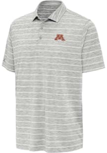 Antigua Minnesota Golden Gophers Mens Grey Primary Logo Short Sleeve Polo