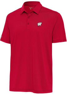Antigua Wisconsin Badgers Mens Red Whirl Short Sleeve Polo