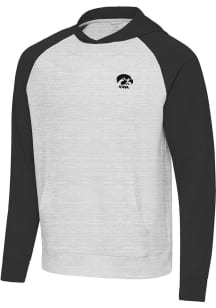 Antigua Iowa Hawkeyes Mens Black Urgent Colorblock Long Sleeve Lightweight Hoodie
