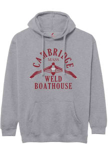 League Harvard Crimson Mens Grey Heather Rowing Launch Long Sleeve Hoodie