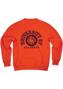 Blue 84 Illinois Fighting Illini Womens Orange Hello Kitty School Rule Crew Sweatshirt