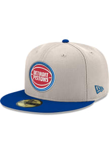 New Era Detroit Pistons Mens White Team Logo 2T 59FIFTY Fitted Hat