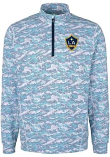 Cutter and Buck LA Galaxy Mens Light Blue Traverse Camo Long Sleeve Qtr Zip Pullover
