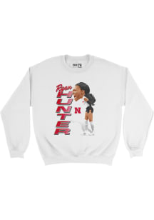 Ryan Hunter Nebraska Cornhuskers Mens White Elevated Caricature Crew Player Crew
