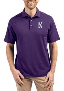 Cutter and Buck Northwestern Wildcats Mens Purple Virtue Eco Pique Short Sleeve Polo